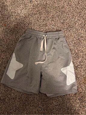 SHEIN Gray Athletic Shorts with White Star Panels